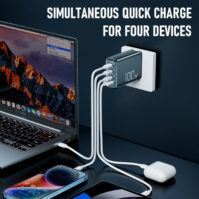 Ultra High-Power Portable Charger - 100W Fast Charging for Multiple Devices