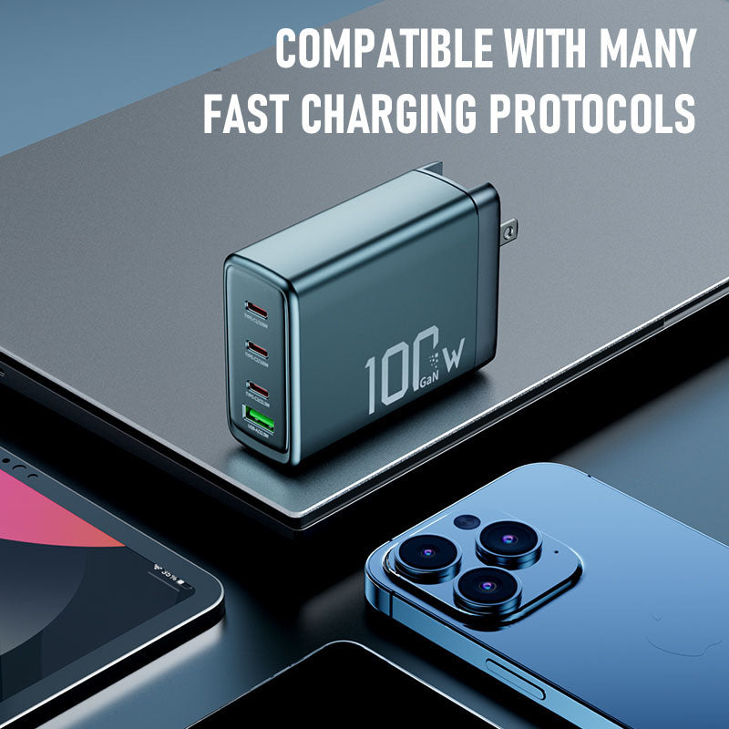 Ultra High-Power Portable Charger - 100W Fast Charging for Multiple Devices