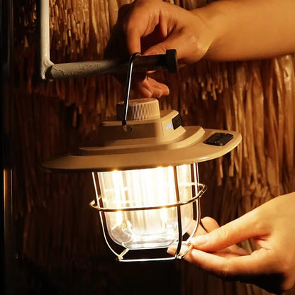 Mini Vintage Metal Hanging Lanterns 2000mAh Portable Camping Lamp