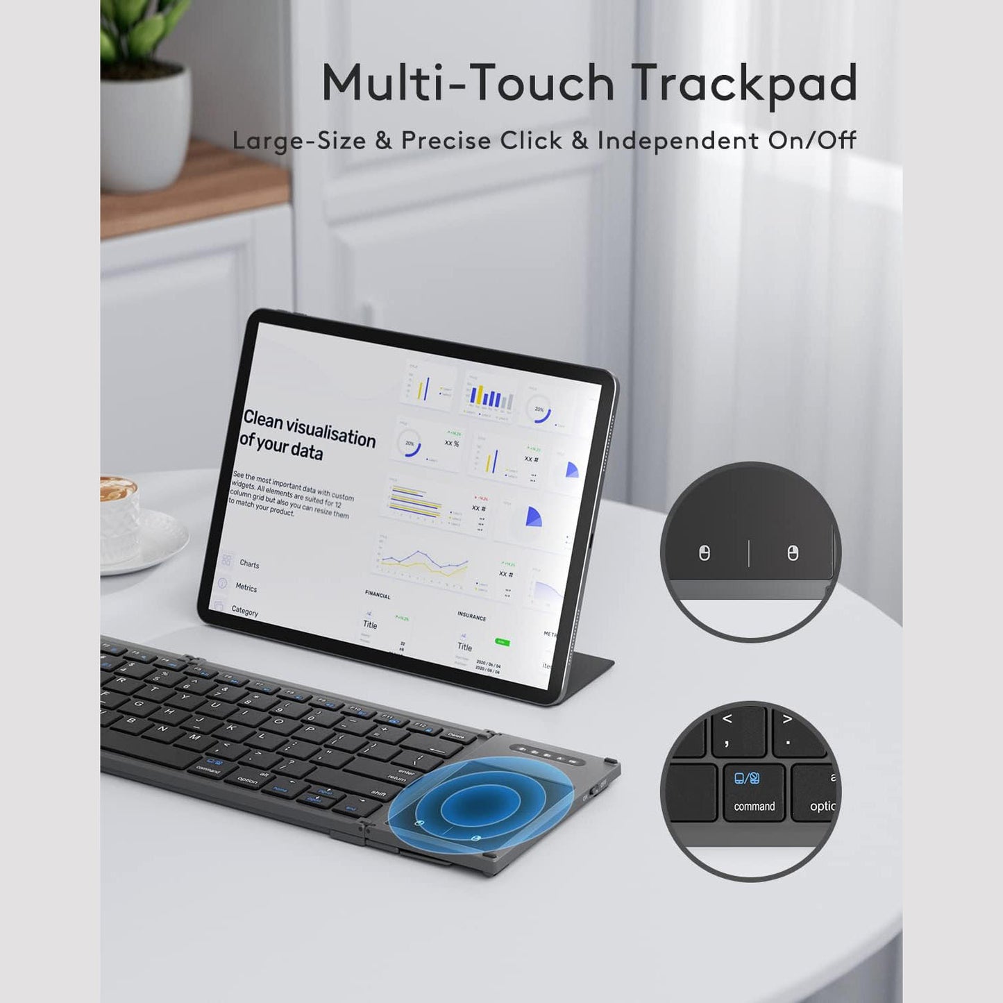 Foldable Bluetooth Keyboard with Touchpad