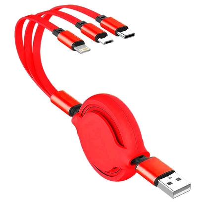 New Retractable 1-to-3 6A super fast charging is suitable for Android TYPE-C Apple braided three-in-one mobile phone data cable