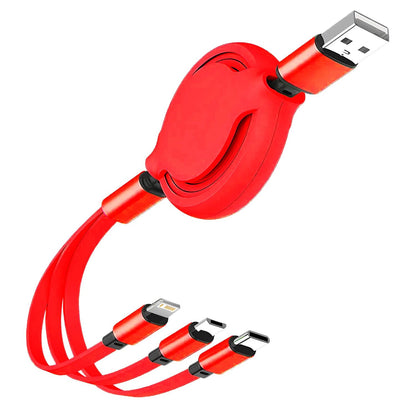 New Retractable 1-to-3 6A super fast charging is suitable for Android TYPE-C Apple braided three-in-one mobile phone data cable