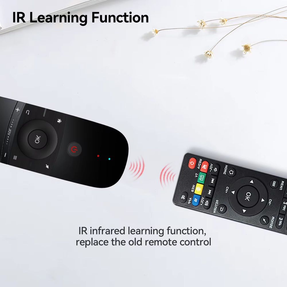 W1 Air Mouse Remote with Gyroscope Mini Keyboard 2.4G Wireless Connection IR Learning Function for TVbox PC Smart TV Pad Project