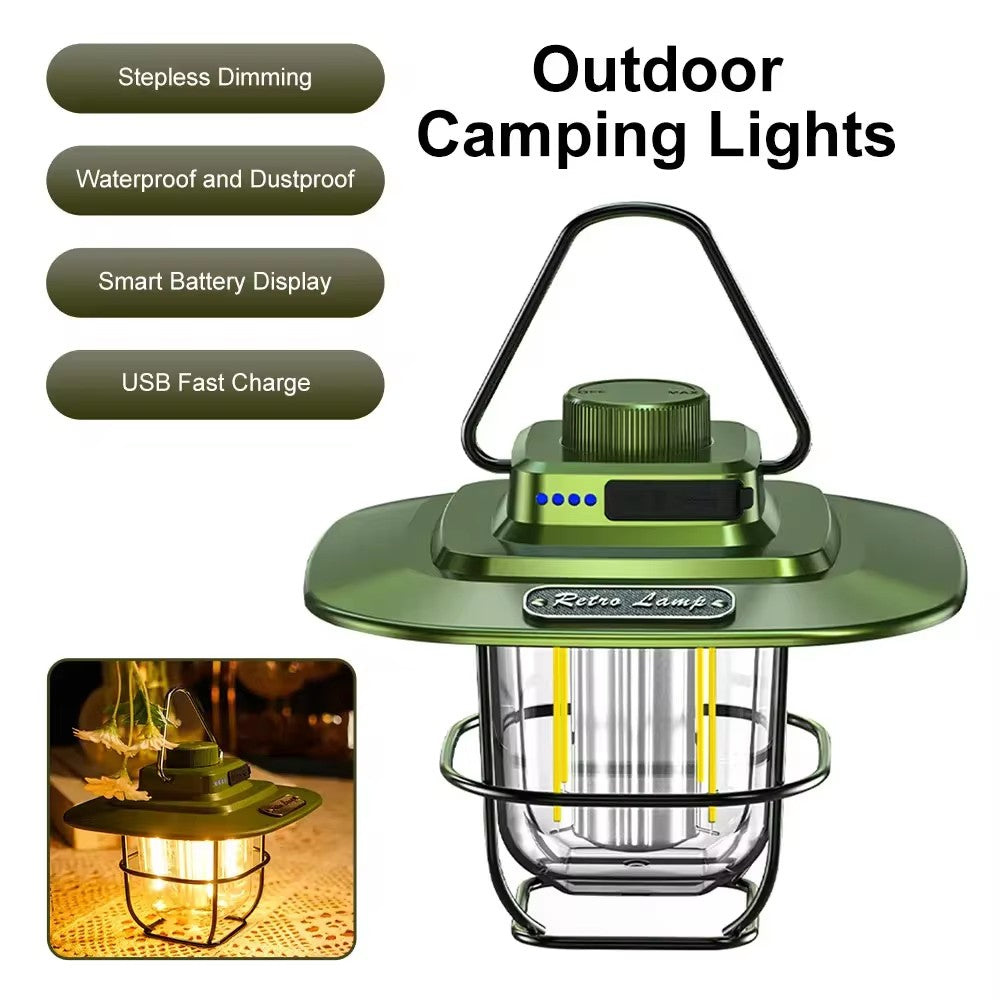 Mini Vintage Metal Hanging Lanterns 2000mAh Portable Camping Lamp