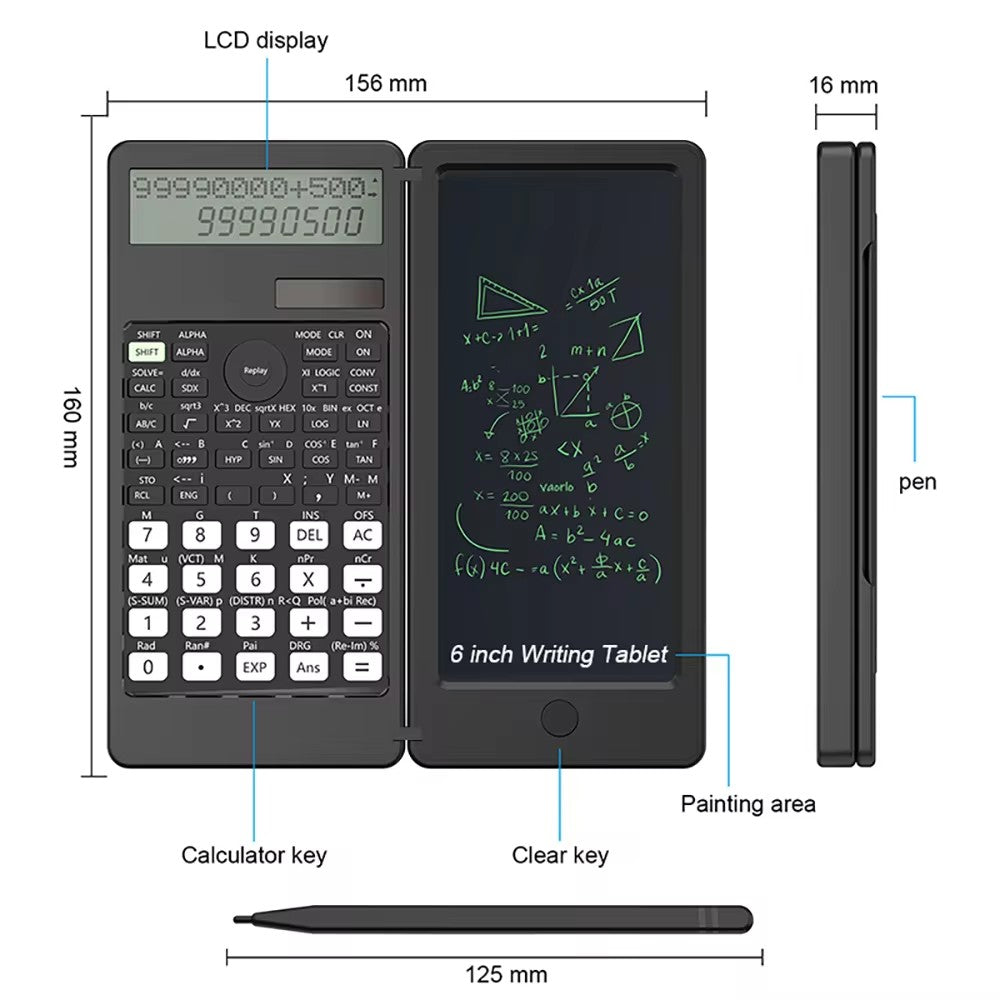 401 Computing Functions Solar Scientific Calculator With 6 Inch Writing Tablet Foldable Professional Calculators PK 991MS 991ES